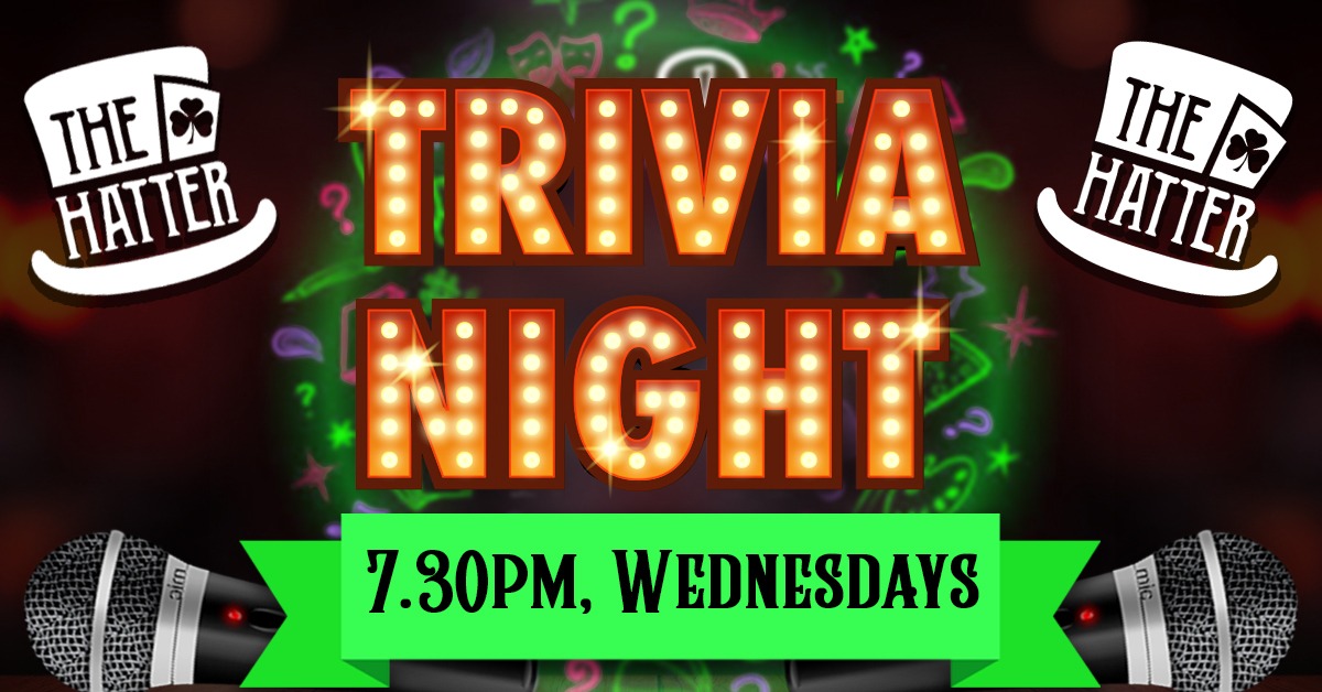 Trivia Night at The Hatter with cocktails and trophy prize